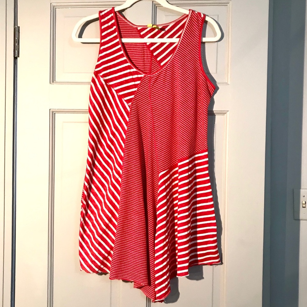 Anthropologie red and white striped tunic tank